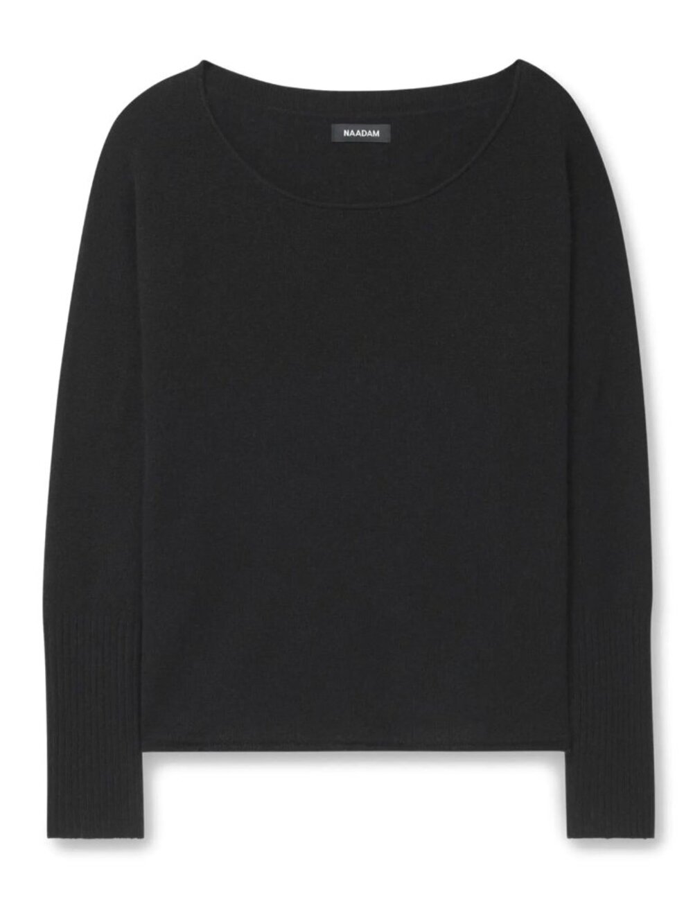 NAADAM Lightweight Cashmere Boatneck Sweater M Off Shoulder Black $148 Luxury - Picture 4 of 16